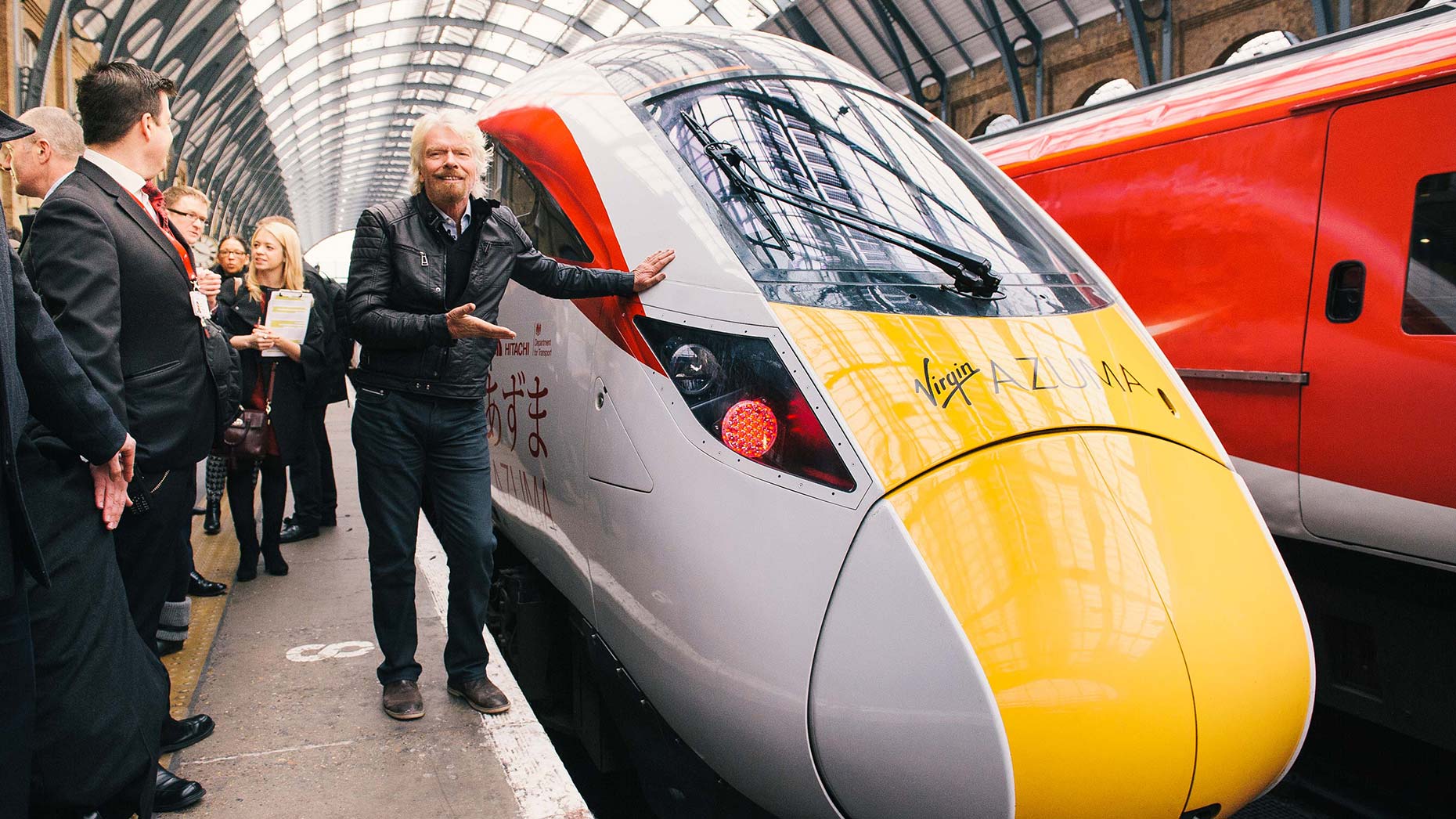 Sir Richard Branson unveils the new Virgin Trains East Coast Azuma fleet at London King's Cross