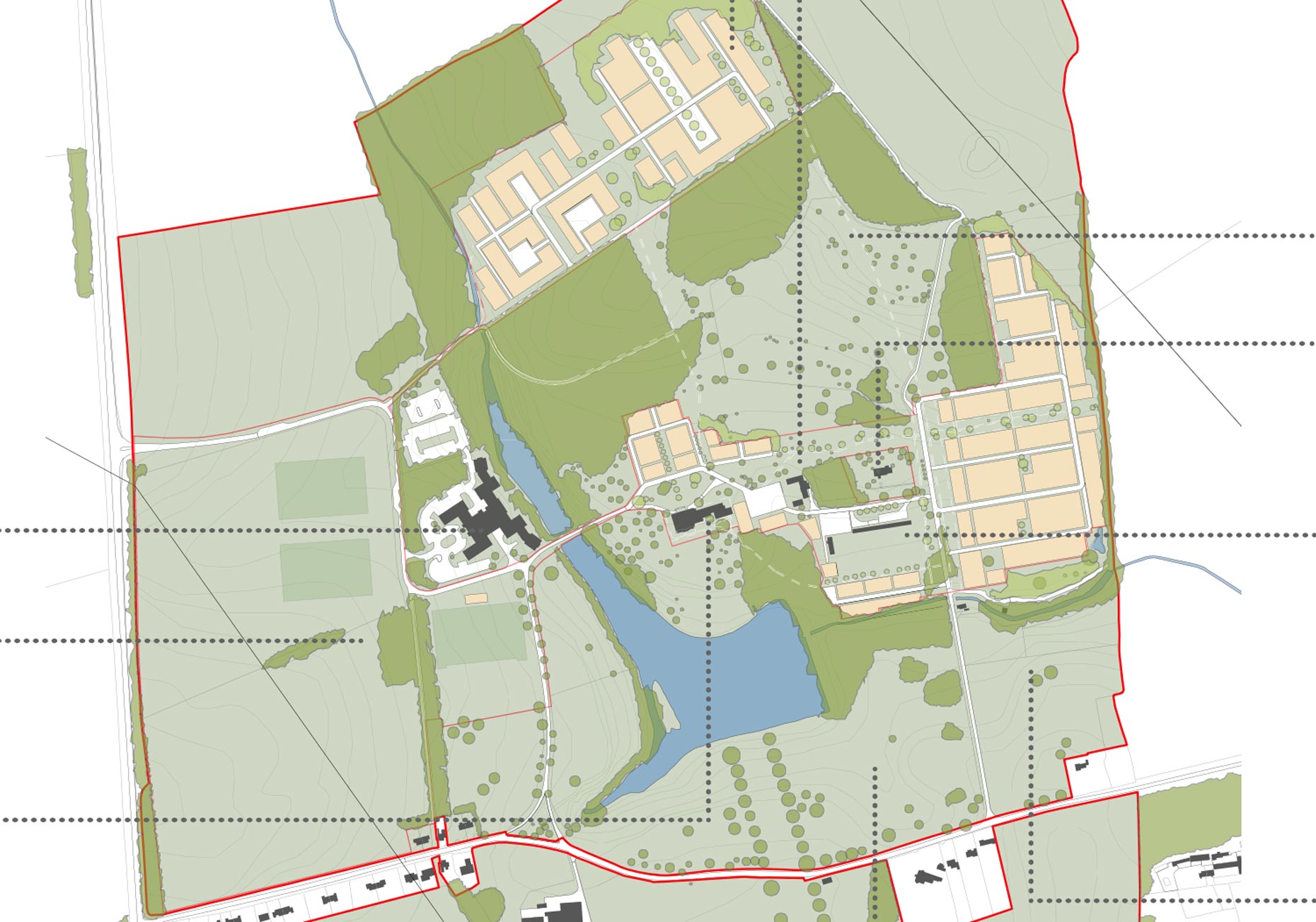 Overview of the proposed masterplan for the development. 