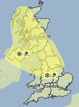 A yellow weather warning, meaning 'be aware' has been issued for Wednesday morning. 