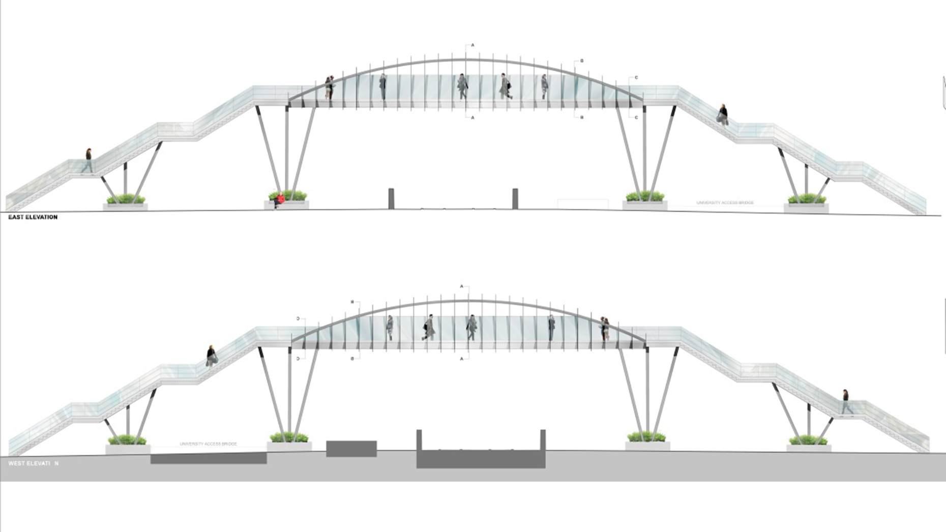 New designs revealed for the Brayford Wharf footbridge on April 8, 2016. Photo: Network Rail