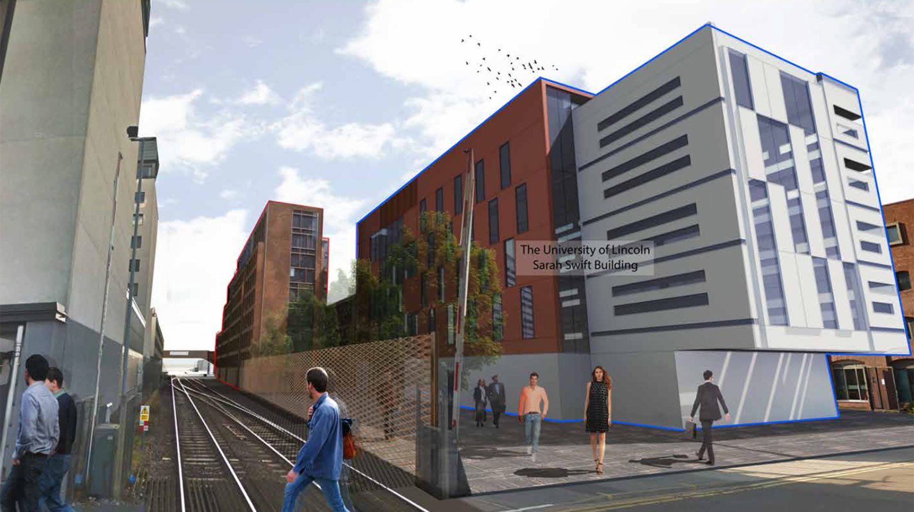 The buildings would sit behind the university's Sarah Swift Building, which is currently under construction. Artist impressions: Stem Architects
