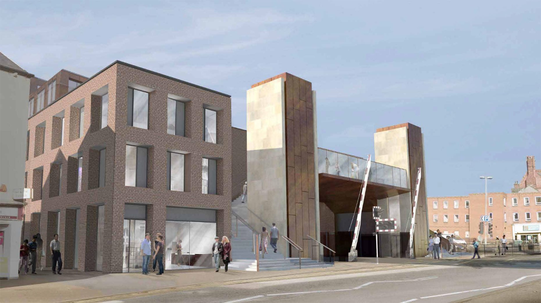 The buildings will front Lincoln High Street, adjacent to the new Lincoln High Street level crossing footbridge. Artist impressions: Stem Architects
