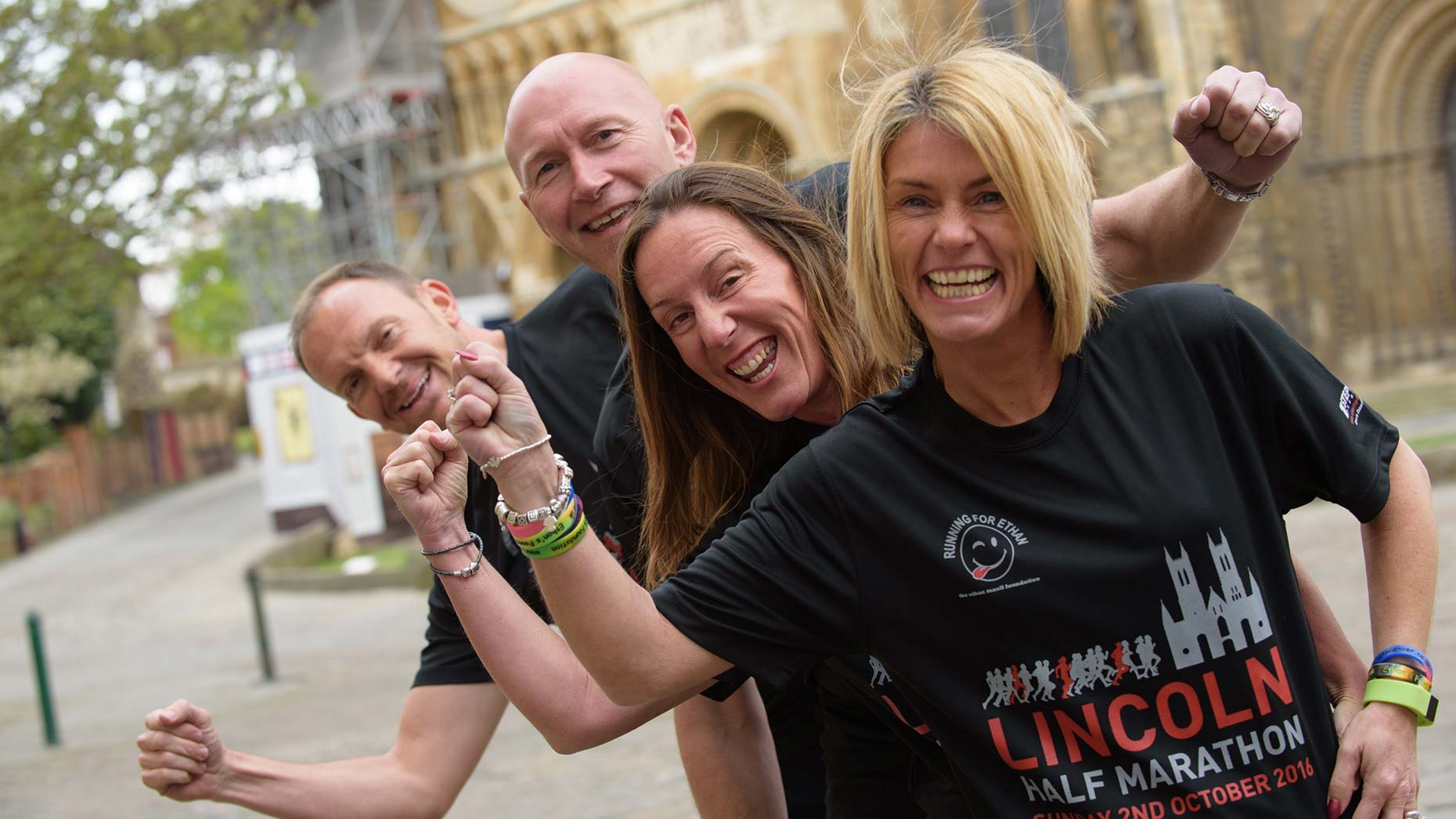 The race is expecting to raise around £250,000 for Ethan's charity. Pictured is organisers Iain and Teresa Hamilton and Ethan's parents Sam and Darren. Photo: Steve Smailes for The Lincolnite. 