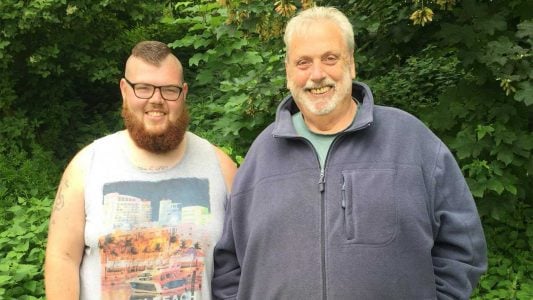 Lee Cupit with his trainer Geoff Capes, a three time Olympian. 