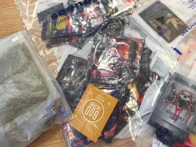 The packets of substances confiscated on Archer Street. 