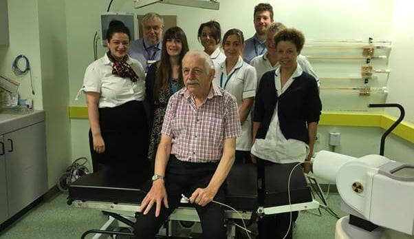 Patient Peter Walmsley with the team who carried out his brachytherapy treatment. Photo: Lincolnshire Hospitals NHS Trust