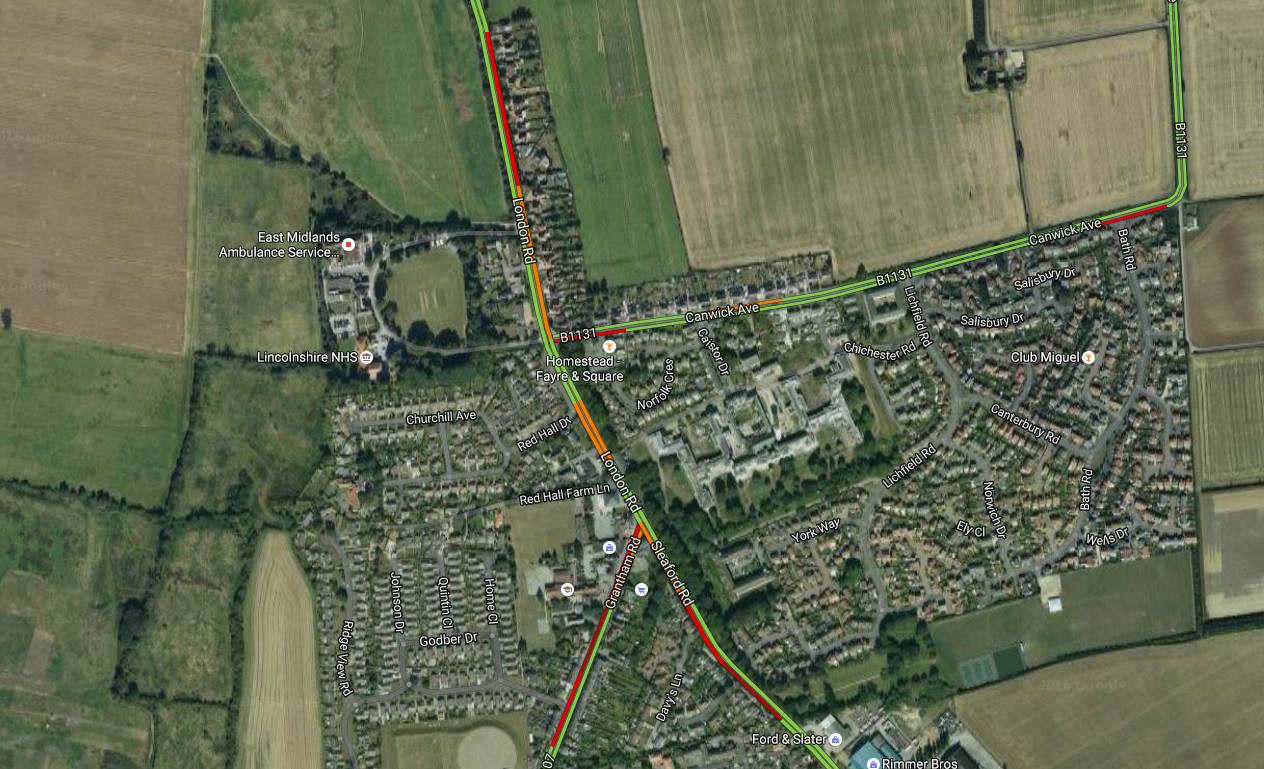 There is heavy traffic on Sleaford Road in Bracebridge Heath. Emergency services have been called to the crash. 
