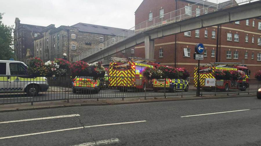 Emergency services at the scene of the crash on Broadgate on Wednesday, September 7. Photo: The Lincolnite