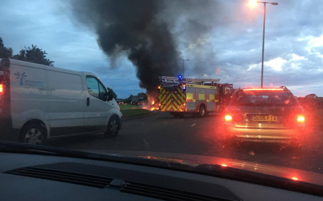 The fire started at around 7am near to the Newark Showground roundabout. 