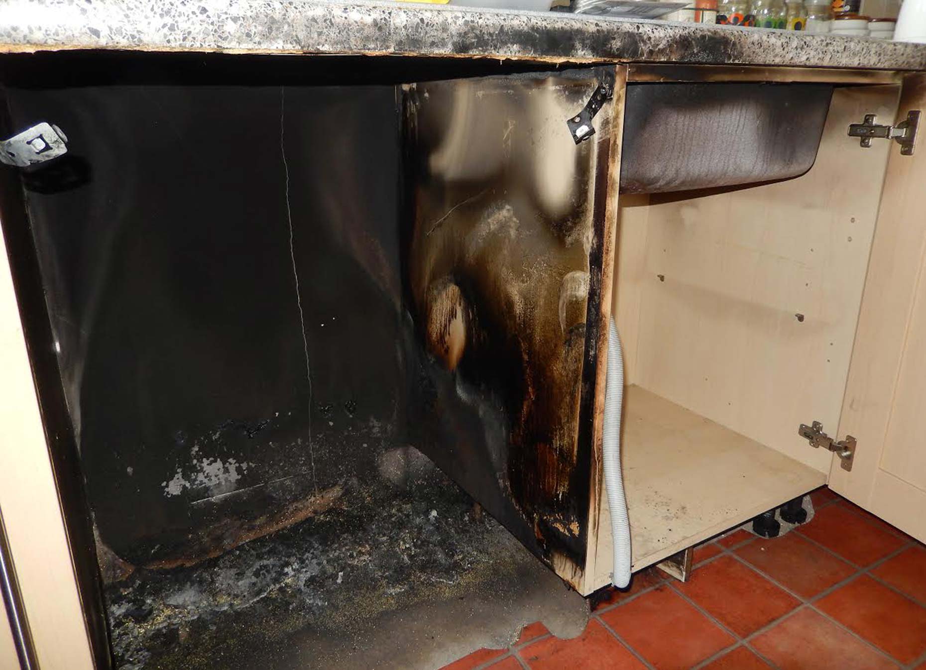 There was serious damage to the homeowner's kitchen.