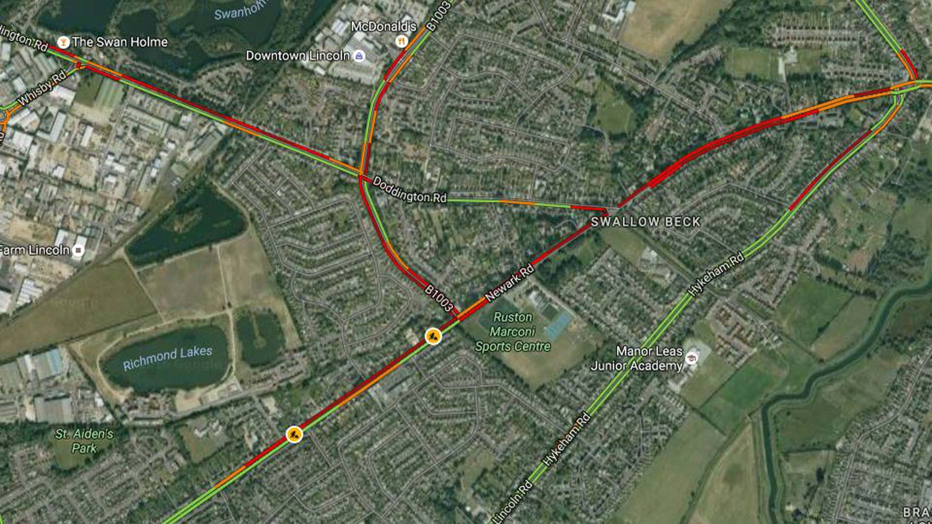 The road closure is affecting traffic on Newark Road. Photo: Google Maps