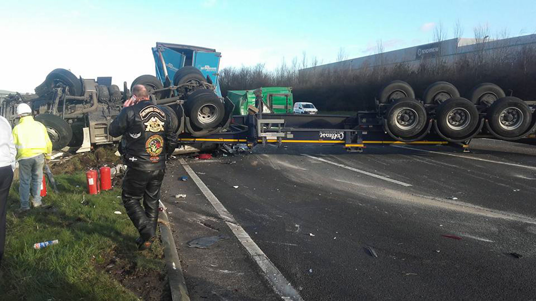 Rescue operation Pictures show scale of A1 crash near Newark