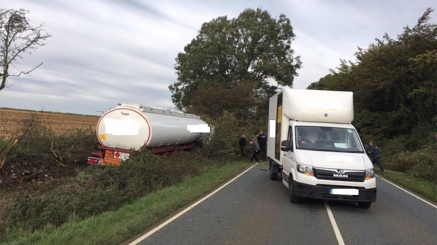 A15 road closure warning after tanker crash