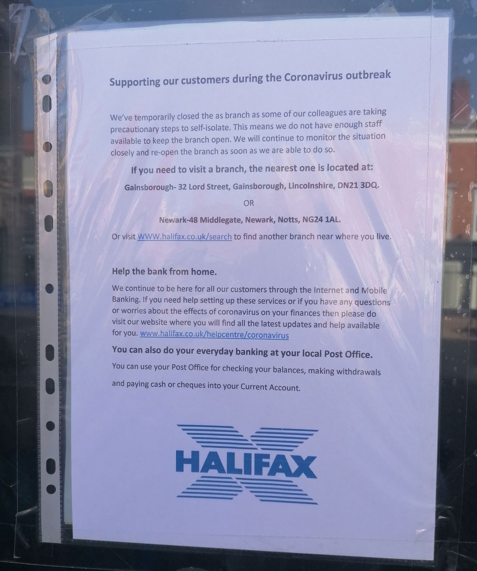 Lincoln Halifax bank closed after staff with COVID 19 symptoms