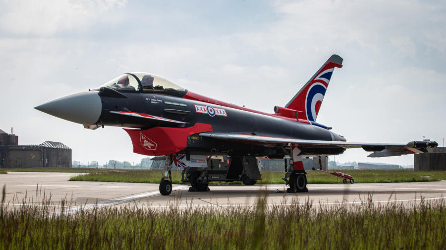 New Typhoon jet with Union Jack livery unveiled at RAF Coningsby