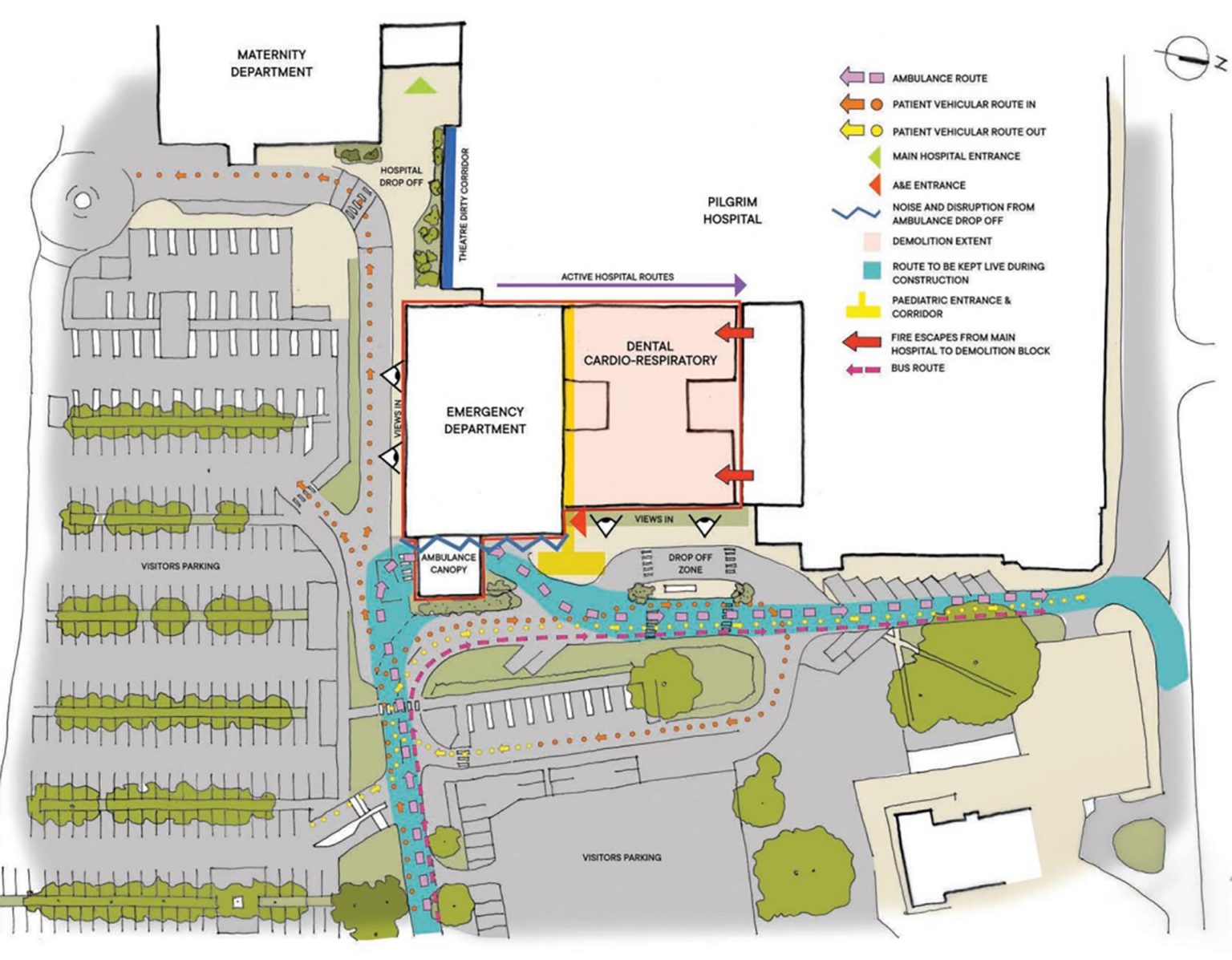 Plans Submitted For Big Expansion To Boston Pilgrim Hospital A E   ULHT Pilgrim Expansion Existing Layout And Changes 1536x1197 