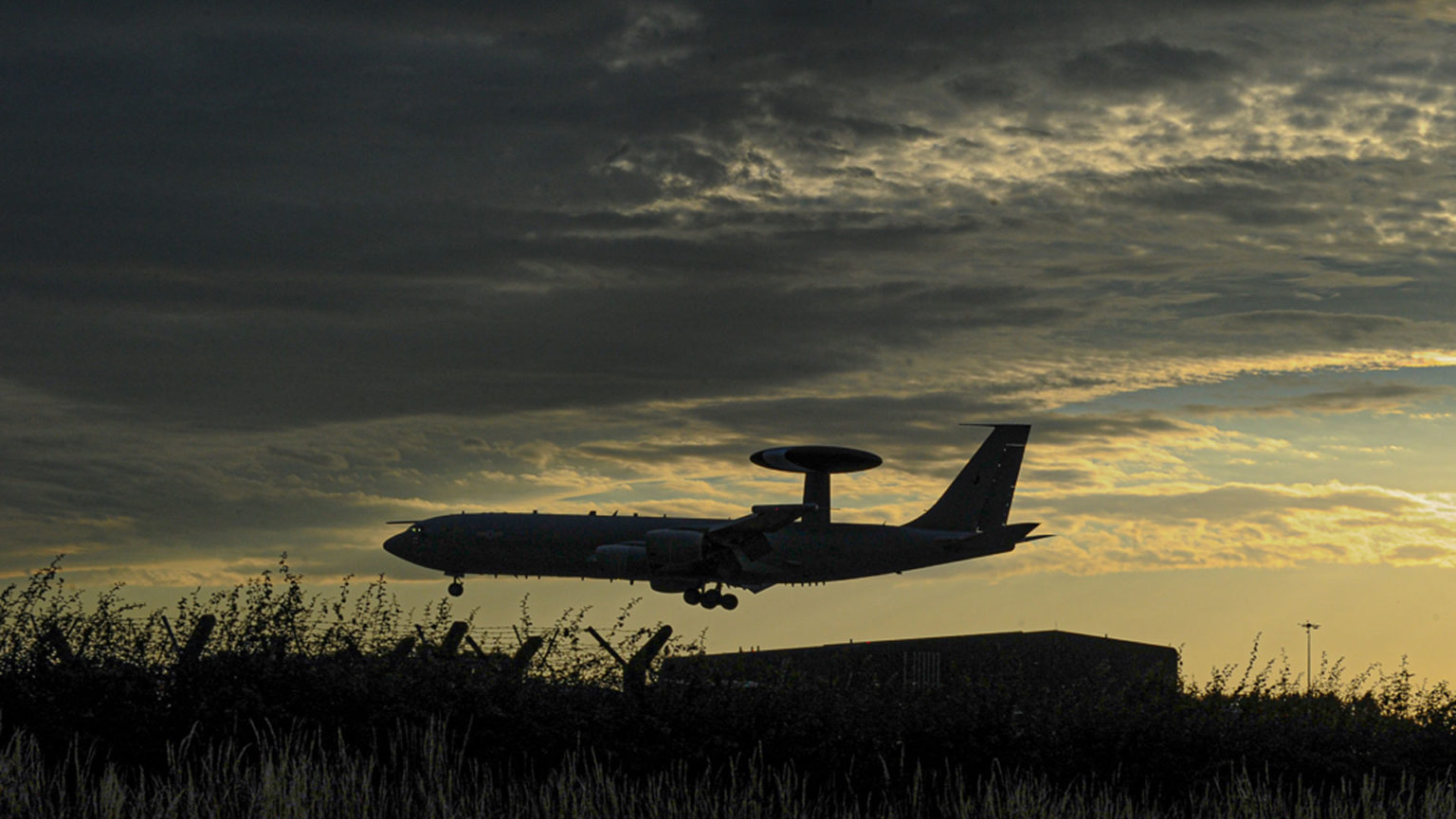 Final Flight Into RAF Waddington For Sentry Aircraft Ahead Of Chile Move