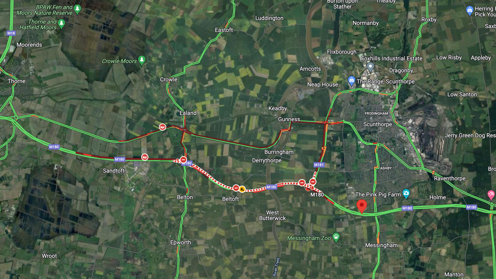 Motorway closed after serious M180 crash near Scunthorpe